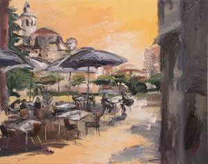 Terraza junto a La Antigua, óleo sobre lienzo, 100 x 81, 2019