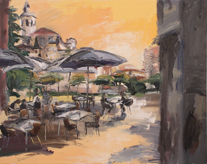 Terraza junto a La Antigua, óleo sobre lienzo, 100 x 81, 2019